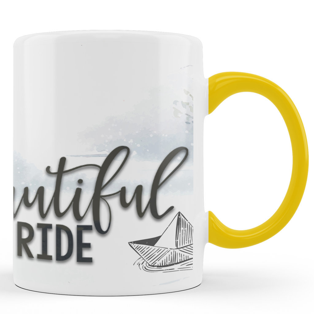 Printed Ceramic Coffee Mug | Life is a Beautiful Ride | Motivational | 325 Ml 